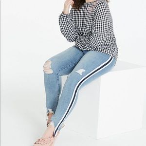 Simply Be Side Stripe Distressed High Waist Jeans